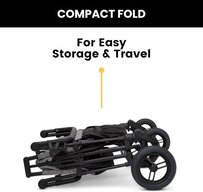 Premium 4-wheel stroller with adjustable push/pull handle, removable canopy and flat folding function, convertible seat
